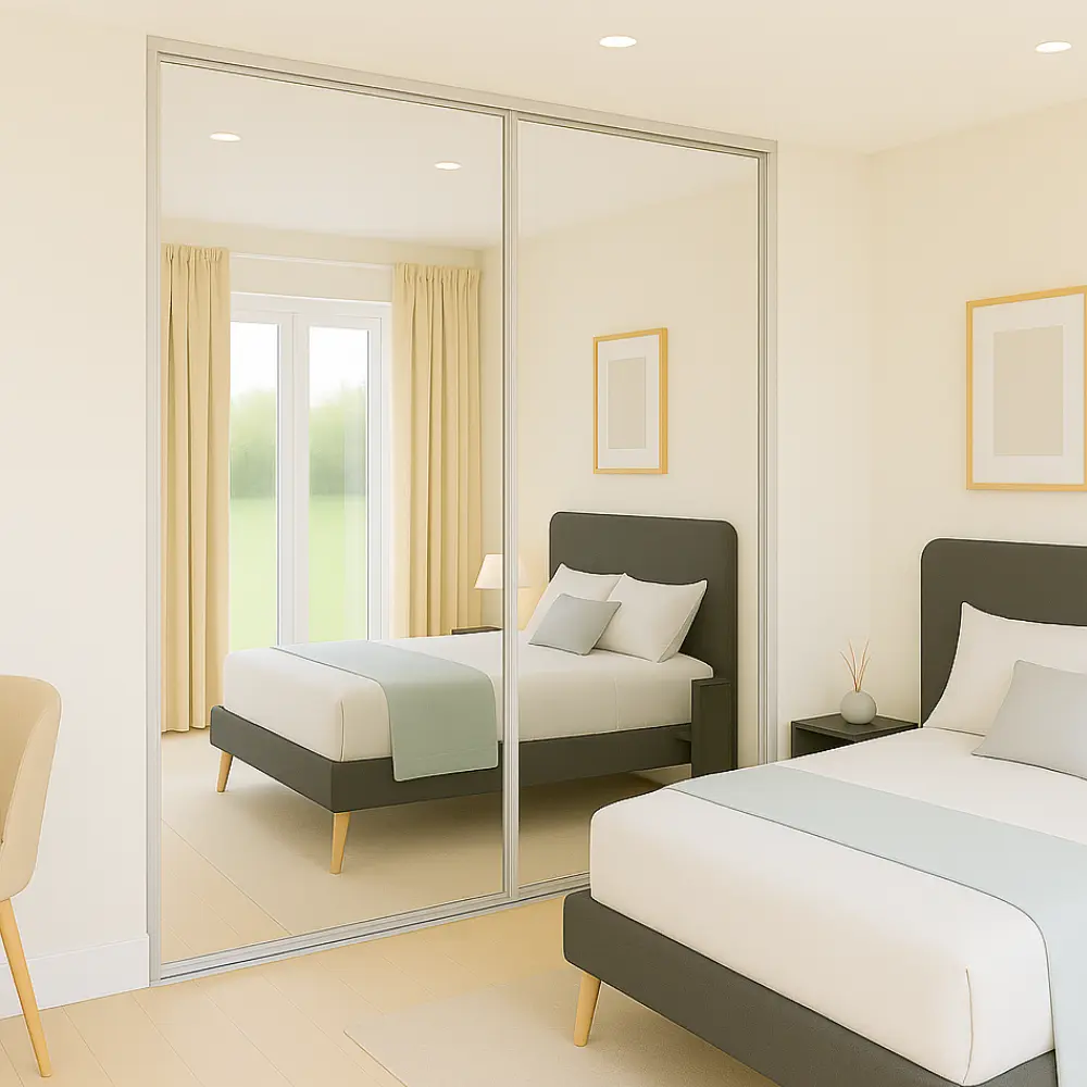 2 door mirror sliding wardrobe made to measure for bedroom