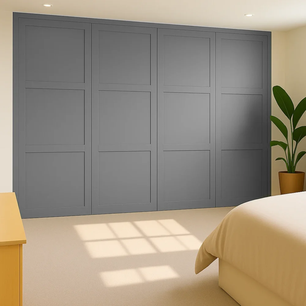 Dust Grey Shaker Style 4 Door Sliding Wardrobe Kit