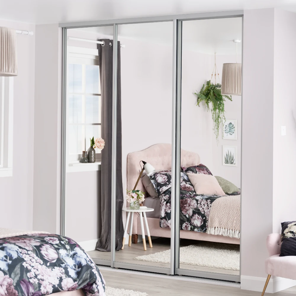 3 door mirror sliding wardrobe made to measure for bedroom