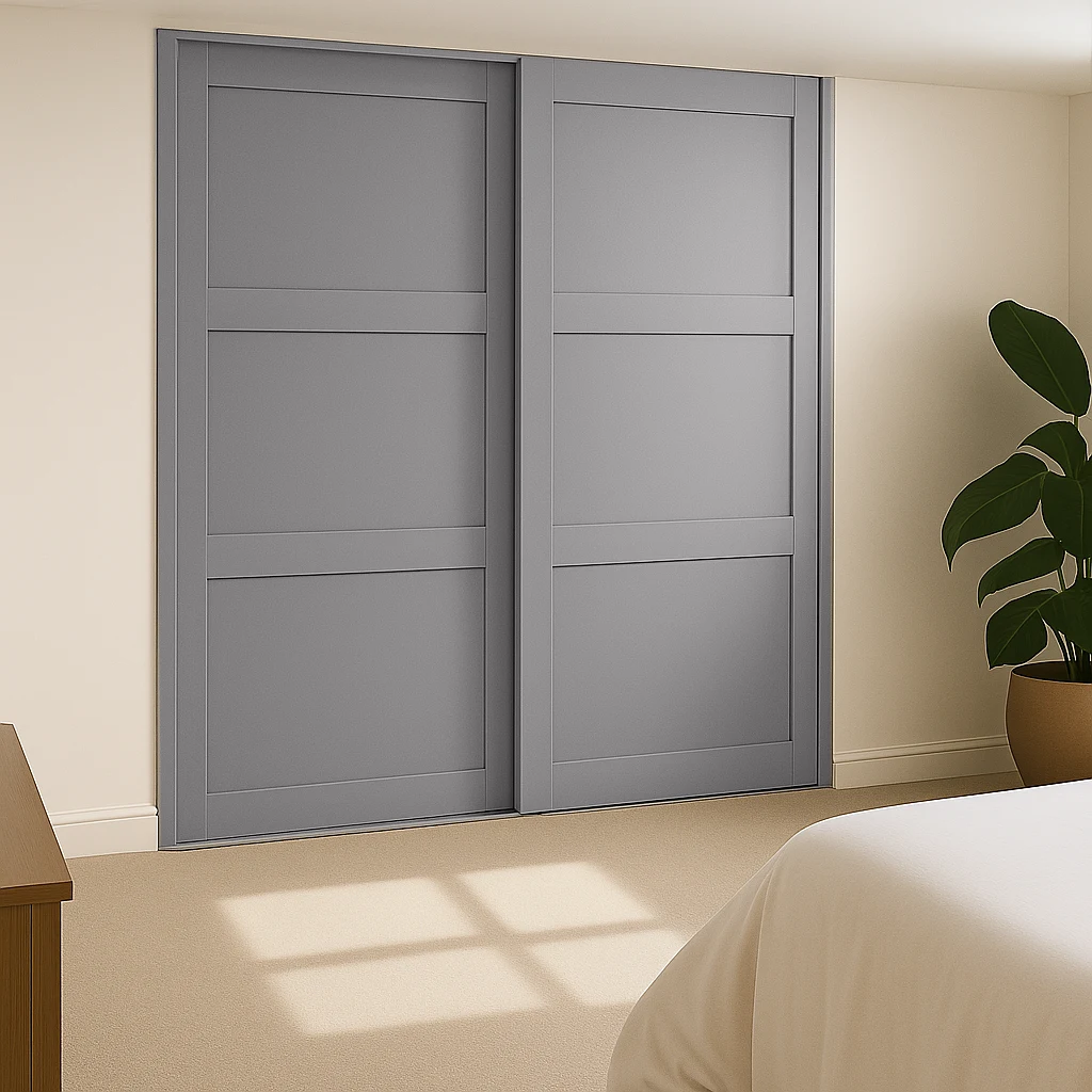 Brushed Aluminium Shaker 2 door sliding wardrobes