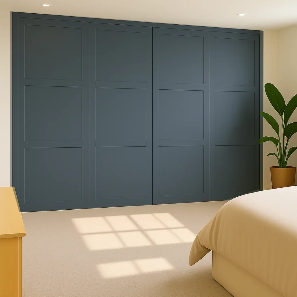 Graphite Grey Shaker Sliding Wardrobe Doors 4 Shaker Doors