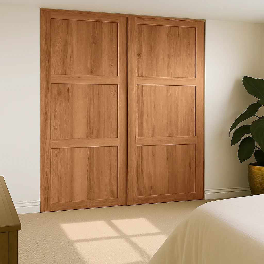 Natural Aida Walnut Shaker 2 door sliding wardrobes