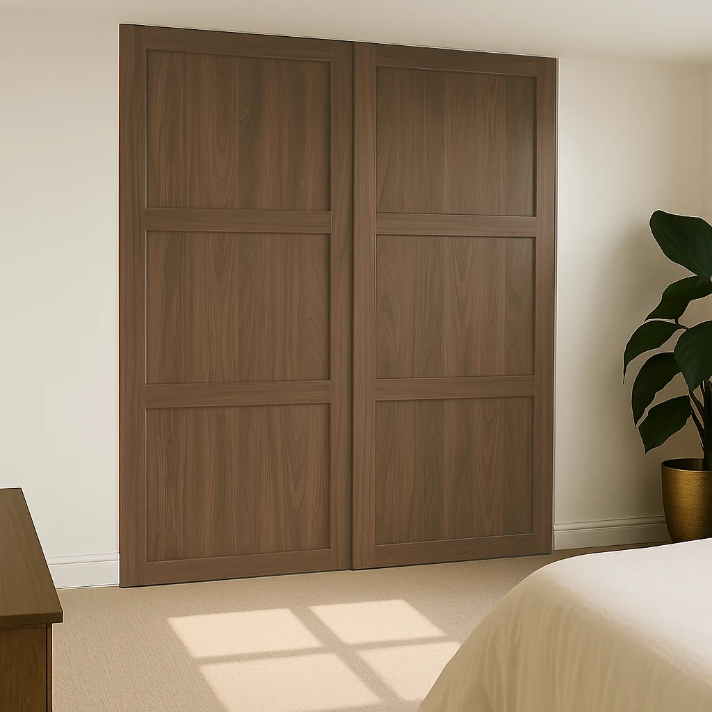 Walnut Shaker 2 door sliding wardrob