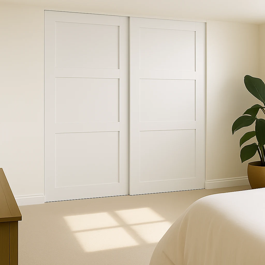 White Shaker 2 door sliding wardrobes