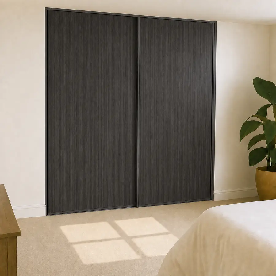 linear Anthracite wood grain egger Wood 2 door sliding wardrobe