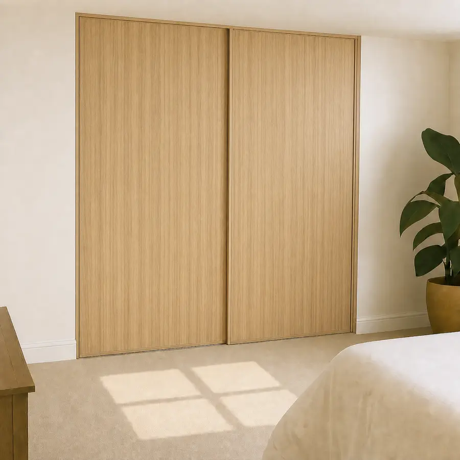 linear light oak egger Wood 2 door sliding wardrobe