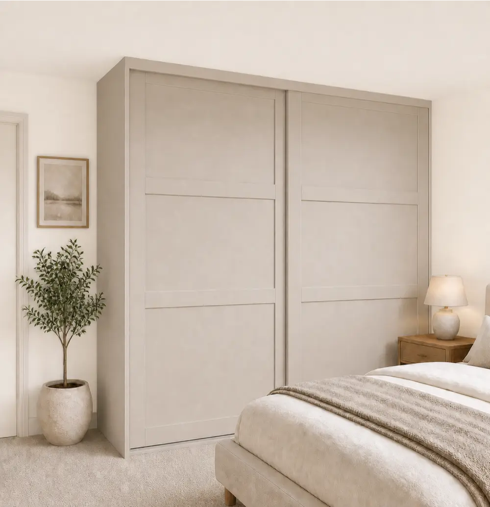 Cashmere Shaker Sliding Wardrobe Door Left End Panel Fit
