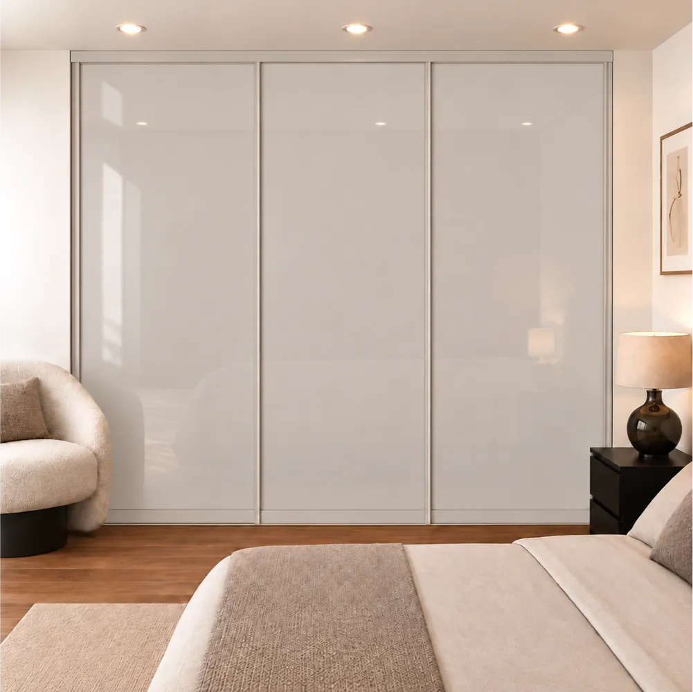 3 door cashmere glass sliding wardrobe doors