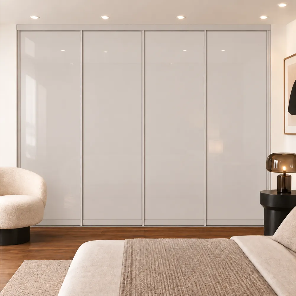 4 door cashmere glass sliding wardrobe doors