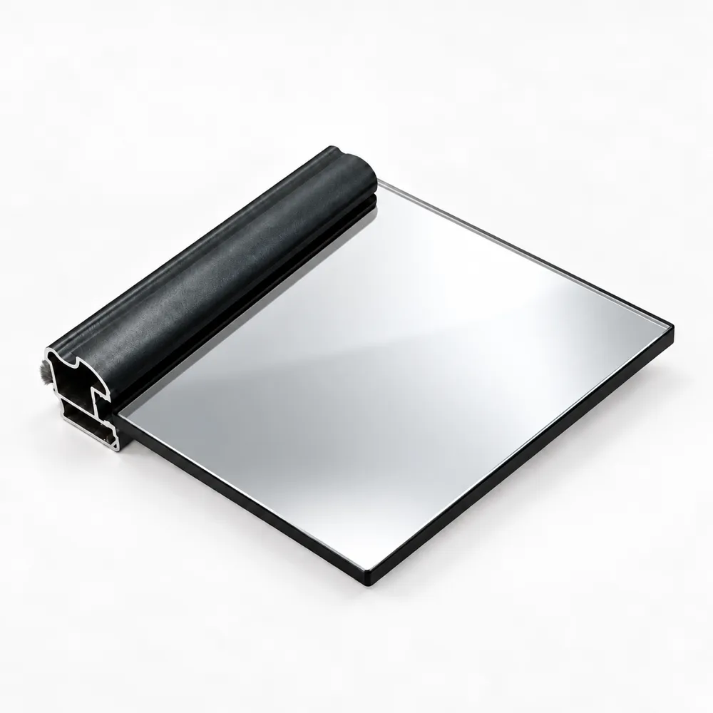 black frame and mirror